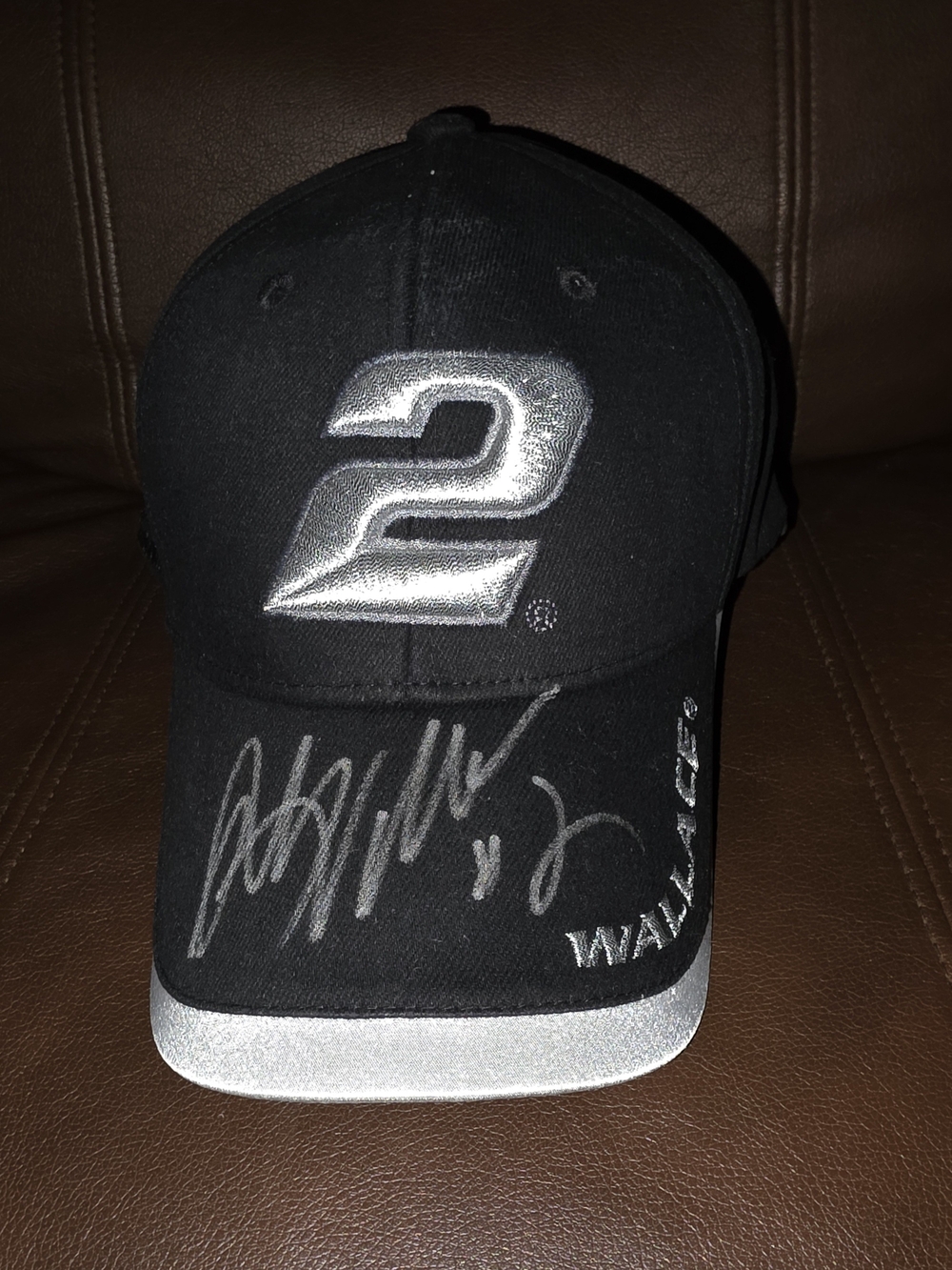 RUSTY WALLACE AUTOGRAPHED Chase Authentics Black Hat with Silver '2' Embroidery